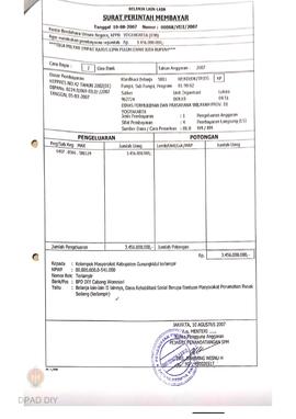 Surat Perintah Pencairan Dana kepada Kelompok Masyarakat Kabupaten Gunungkidul untuk Belanja Lain...