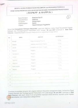 Berita Acara Pembentukan Kelompok dan Pengurus POKMAS & Penetapan prioritas usulan kegiatan R...