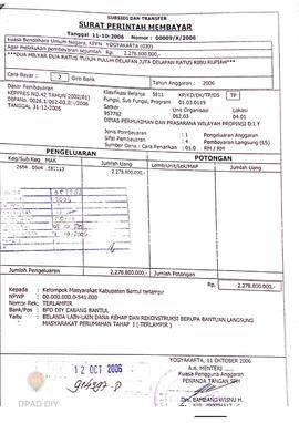 Surat Perintah Pencairan Dana kepada Kelompok Masyarakat Kabupaten Bantul perihal Belanja Lain-la...