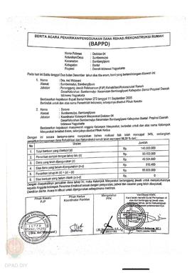 Berita Acara Penarikan/Penggunaan Dana Rehabilitasi/Rekonstruksi Rumah (BAPPD) Rusak Berat, Nama ...