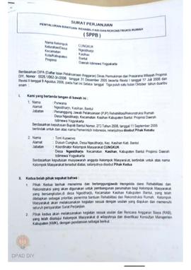 Surat Perjanjian Penyaluran Bantuan Rehabilitasi dan Rekonstruksi Rumah (SPPB), Nama Kelompok Cun...