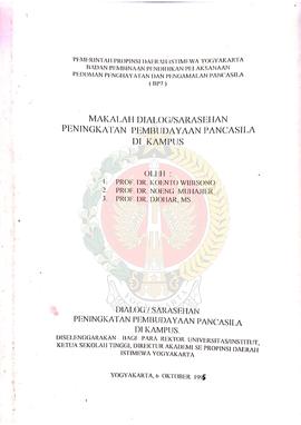 Bendel kumpulan Makalah Dialog/Sarasehan Peningkatan Pembudayaan Pancasila di Kampus yang diselen...