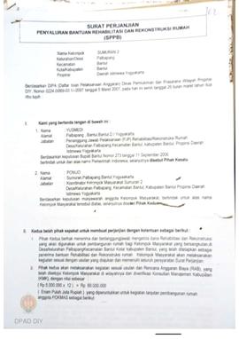 Surat Perjanjian Penyaluran Bantuan Rehabilitasi dan Rekonstruksi Rumah (SPPB), Nama Kelompok Mas...