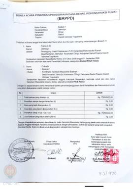 Berita Acara Penarikan/Penggunaan Dana Rehabilitasi/Rekonstruksi Rumah (BAPPD) Rusak Berat, Nama ...