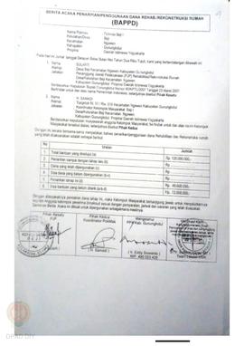 Berita Acara Penarikan/Penggunaan Dana Rehabilitasi/Rekonstruksi Rumah (BAPPD) Rusak Berat, Nama ...