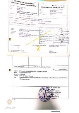 Surat Perintah Pencairan Dana kepada Kelompok Masyarakat Kabupaten Gunungkidul untuk Belanja Lain...