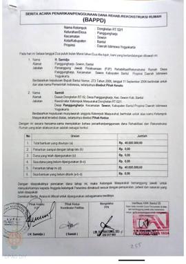 Berita Acara Penarikan/Penggunaan Dana Rehabilitasi/Rekonstruksi Rumah (BAPPD) Rusak Berat, Nama ...