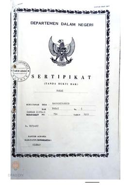 Sertifikat tanda bukti hak pakai atas nama pemegang hak Pemerintah Propinsi Daerah Istimewa Yogya...