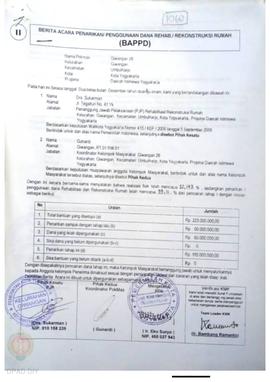 Berita Acara Penarikan / Penggunaan dana Rehab / Rekonstruksi Rumah ( BAPPD ) untuk Rumah Rusak B...