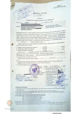 Berita acara Nomor 21/1981 tentang penghitungan jumlah pemilih yang terdaftar di Kabupaten Kulon ...