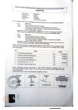 Berita Acara Penarikan/Penggunaan Dana Rehabilitasi/Rekonstruksi Rumah (BAPPD) Rusak Berat, Nama ...