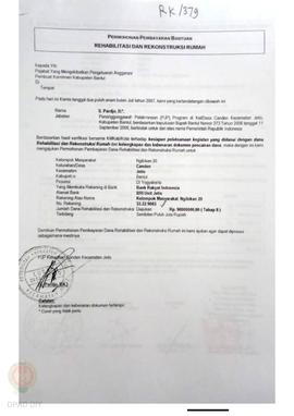Permohonan Pembayaran Bantuan Rehabilitasi dan Rekonstruksi Rumah, Nama Kelompok Masyarakat Ngibi...