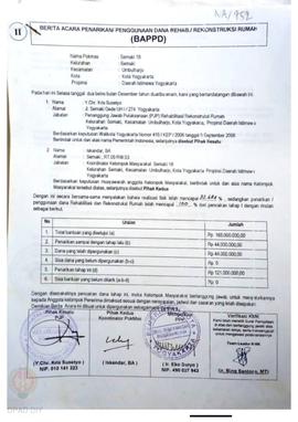 Berita Acara Penarikan / Penggunaan dana Rehab / Rekonstruksi Rumah ( BAPPD ) untuk Rumah Rusak B...