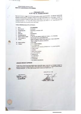 Tanda bukti laporan dari Bawaslu tentang dugaan pelanggaran pidana pemilu bagi pejabat Badan Usah...