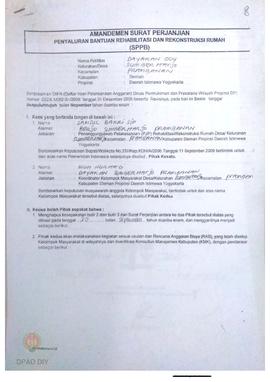 Amandemen Surat Perjanjian Penyaluran Bantuan Rehabilitasi dan Rekonstruksi Rumah (SPPB),  Nama K...