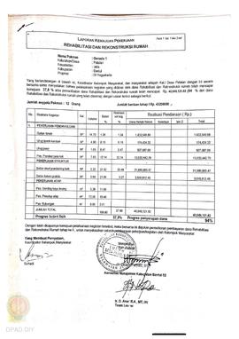 Laporan Kemajuan Pekerjaan Rehabilitasi dan Rekonstruksi rumah,  Nama Kelompok Masyarakat Garselo...