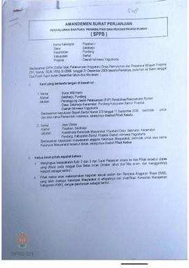 Amandemen Surat Perjanjian Penyaluran Bantuan Rehabilitasi dan Rekonstruksi Rumah (SPPB),  Nama K...