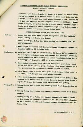 Keputusan Gubernur Kepala DIY Nomor : 07/kpts/IL/1986 tentang pemberian ijin lokasi CV. Danar Ray...