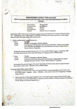 Amandemen dan Surat Perjanjian Penyaluran Bantuan Rehabilitasi dan Rekonstruksi Rumah (SPPB),  Na...