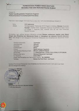 Berkas Laporan Kemajuan Penggunaan Dana Pekerjaan Rehabilitasi dan Rekonstruksi rumah Kelompok Ma...