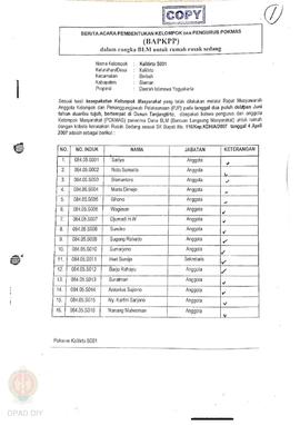 Berita Acara Pembentukan Kelompok dan Pengurus Pokmas (BAPKPP) dalam Rangka BLM untuk Rumah Rusak...