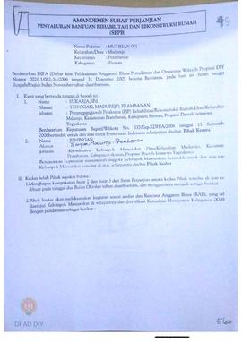 Amandemen Surat Perjanjian Penyaluran Bantuan Rehabilitasi dan Rekonstruksi Rumah (SPPB),  Nama K...