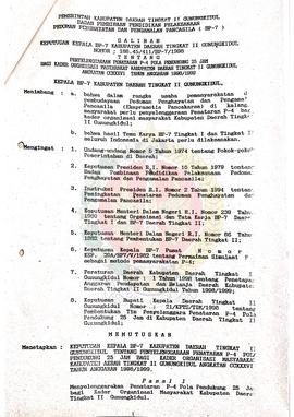 Salinan Keputusan Kepala BP-7  Kabupaten Daerah Tingkat II Gunung Kidul Nomor : 188.45/411/BP-7/1...