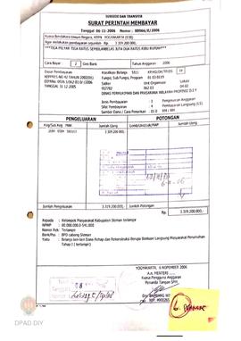 Surat Perintah Pencairan Dana kepada Kelompok Masyarakat Kabupaten Sleman untuk Belanja Lain-lain...