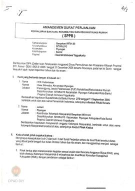 Amandemen Surat Perjanjian Penyaluran Bantuan Rehabilitasi dan Rekonstruksi Rumah (SPPB),  Nama K...