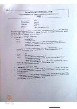 Amandemen Surat Perjanjian Penyaluran Bantuan Rehabilitasi dan Rekonstruksi Rumah (SPPB),  Nama K...
