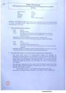 Surat Perjanjian Penyaluran Bantuan Rehabilitasi dan Rekonstruksi Rumah (SPPB),  Nama Kelompok Kl...