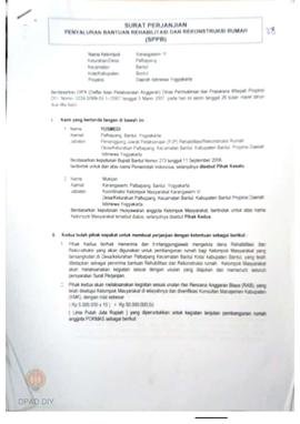 Surat Perjanjian Penyaluran Bantuan Rehabilitasi dan Rekonstruksi Rumah (SPPB), Nama Kelompok Mas...