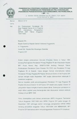Surat dari  Kepala Badan Pembina Pendidikan Pelaksanaan Pedoman Penghayatan dan Pengamalan Pancas...