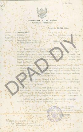 Surat dari Ditjen Pemerintah Umum dan Otonomi Daerah Atar Sibero kepada Gubernur se-Indonesia ten...