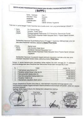Berita Acara Penarikan/Penggunaan Dana Rehabilitasi/Rekonstruksi Rumah (BAPPD) Rusak Berat, Nama ...