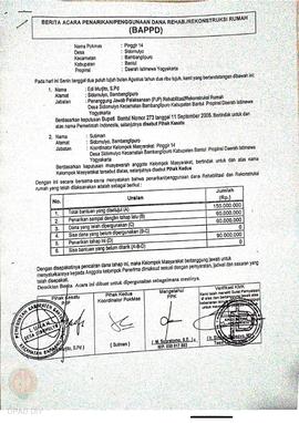 Berita Acara Penarikan/Penggunaan Dana Rehabilitasi/Rekonstruksi Rumah (BAPPD) Rusak Berat, Nama ...