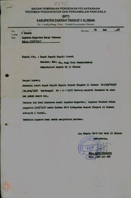 
Surat Nomor 130/211 Tanggal 10 Mei 1997 tentang Laporan  Kegiatan Kerja Tahunan Tahun 1996/1997....