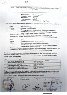 Berita Acara Penarikan/Penggunaan Dana Rehabilitasi/Rekonstruksi Rumah (BAPPD) Rusak Berat, Nama ...