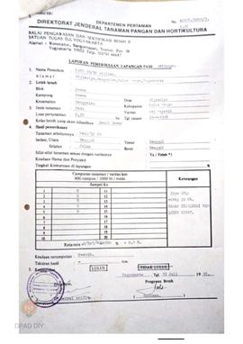 Laporan Hasil pemeriksaan lapangan fase berbunga BPSB II Jateng dan DIY jenis tanaman padi Varita...