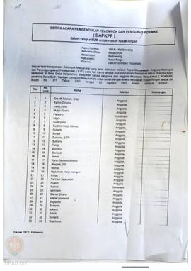 Berita Acara Pembentukan Kelompok dan Pengurus Kelompok Masyarakat dan Penetapan Prioritas Usulan...