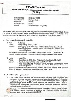 Amandemen dan Surat Perjanjian Penyaluran Bantuan Rehabilitasi dan Rekonstruksi Rumah (SPPB),  Na...