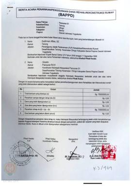 Berita Acara Penarikan/Penggunaan Dana Rehabilitasi/Rekonstruksi Rumah (BAPPD) Rusak Berat, Nama ...