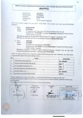 Berita Acara Penarikan/Penggunaan Dana Rehabilitasi/Rekonstruksi Rumah (BAPPD) Rusak Sedang, Nama...