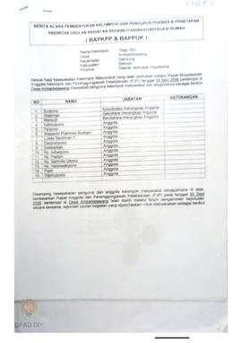 Berita Acara Pembentukan Kelompok dan Pengurus Pokmas dan Penetapan Prioritas Usulan Kegiatan Reh...