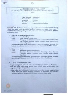 Amandemen Surat Perjanjian Penyaluran Bantuan Rehabilitasi dan Rekonstruksi Rumah (SPPB), Nama Ke...