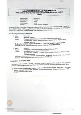 Amandemen Surat Perjanjian Penyaluran Bantuan Rehabilitasi dan Rekonstruksi Rumah (SPPB), Nama Ke...