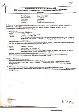 Amandemen Surat Perjanjian Penyaluran Bantuan Rehabilitasi dan Rekonstruksi Rumah (SPPB),  Nama K...