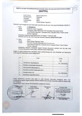 Berita Acara Penarikan/Penggunaan Dana Rehabilitasi/Rekonstruksi Rumah (BAPPD) Rusak Sedang, Nama...