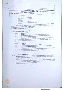 Amandemen Surat Perjanjian Penyaluran Bantuan Rehabilitasi dan Rekonstruksi Rumah (SPPB),  Nama K...