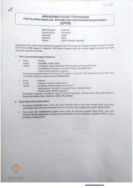 Amandemen Surat Perjanjian Penyaluran Bantuan Rehabilitasi dan Rekonstruksi Rumah (SPPB),  Nama K...